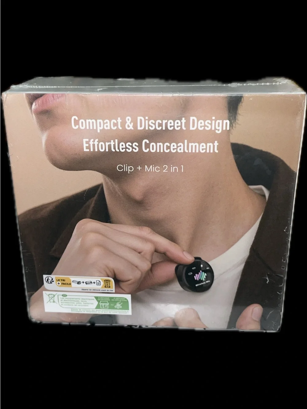 Compact Wireless Lavalier Mic 2in1 Noise Cancelling Clip-on New Black Microphone